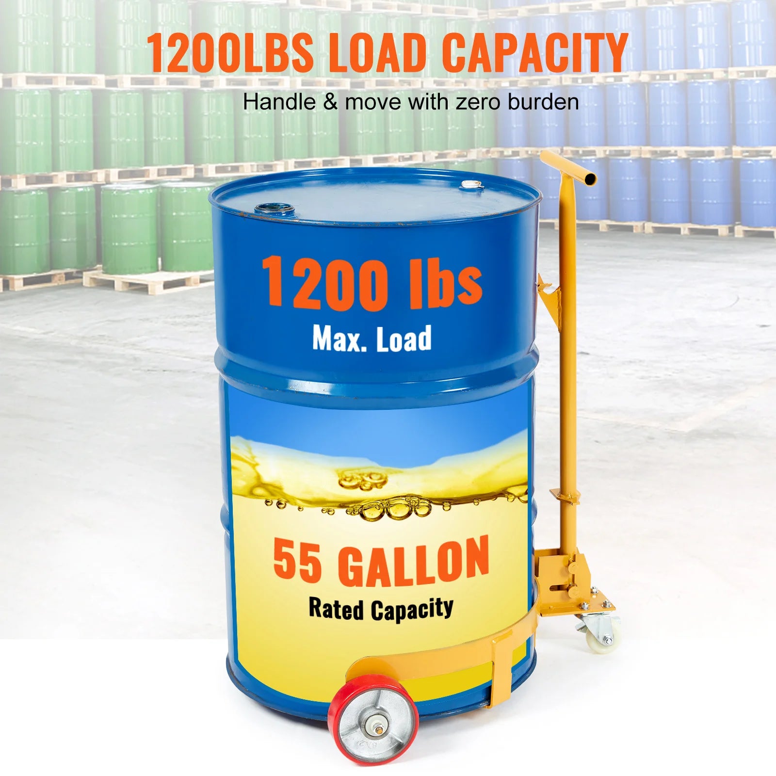 55 Gallonos hordótalicska 1200 lb teherbírással, hidraulikus fogantyúval