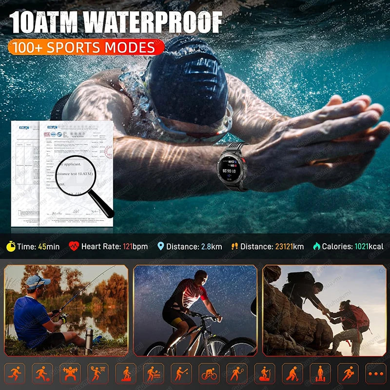 Ασύρματο εξωτερικό smartwatch με κλήσεις Bluetooth με πυξίδα & φακό