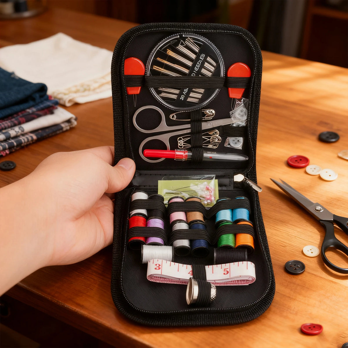 68-Piece Portable Sewing Kit with Zip Case