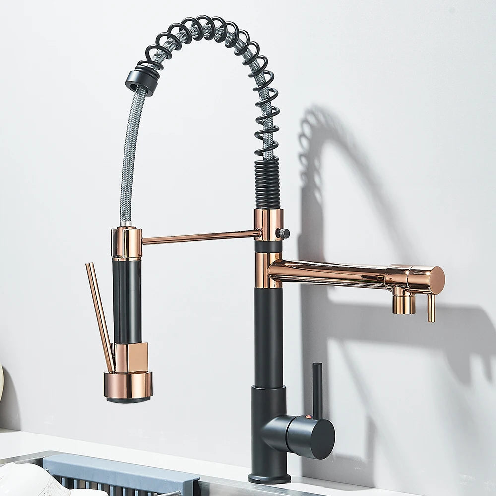 Miscelatore da cucina con doccetta estraibile e spruzzatore a molla