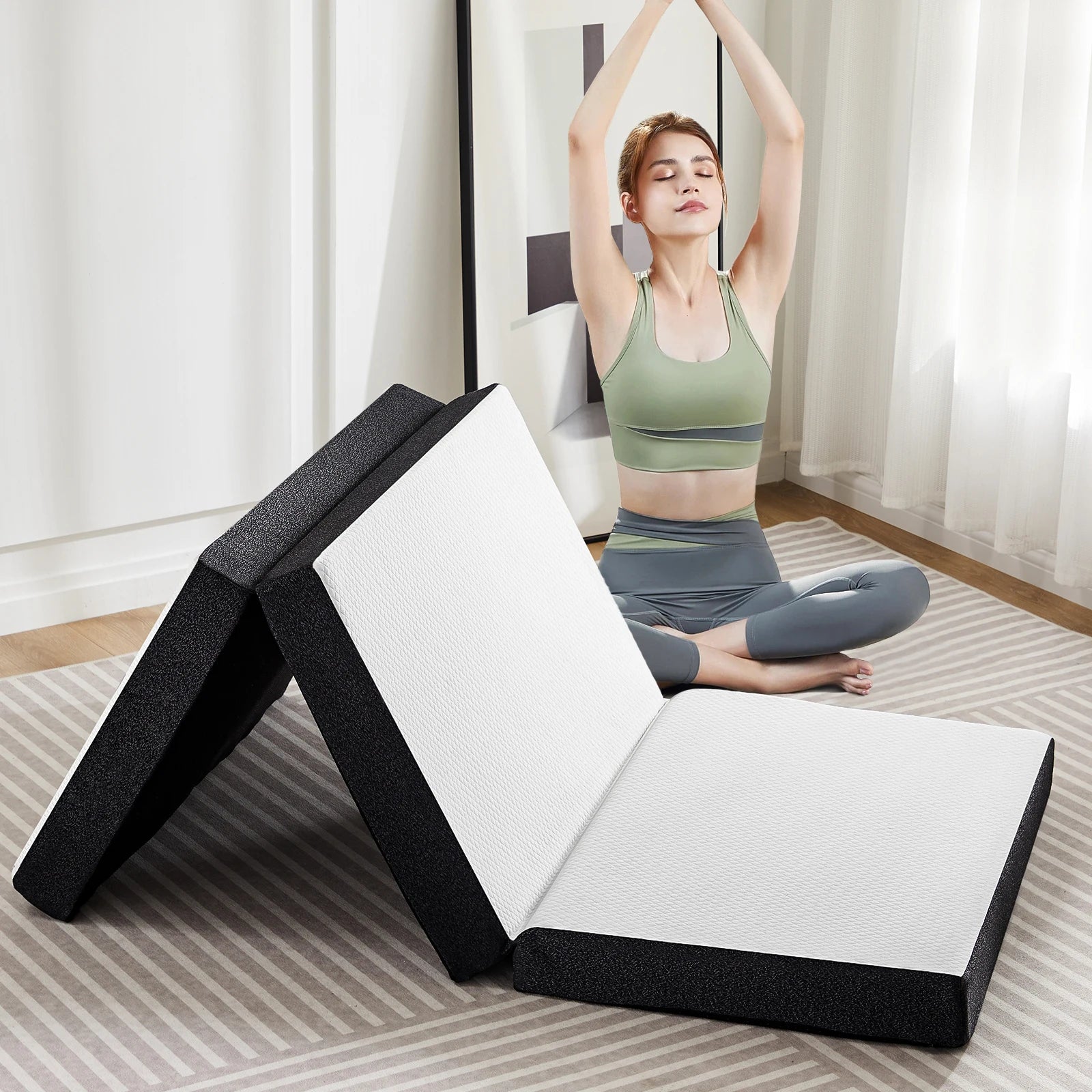 Tri-Fold Memory Foam Mattress 4 Inch Portable Floor Bed