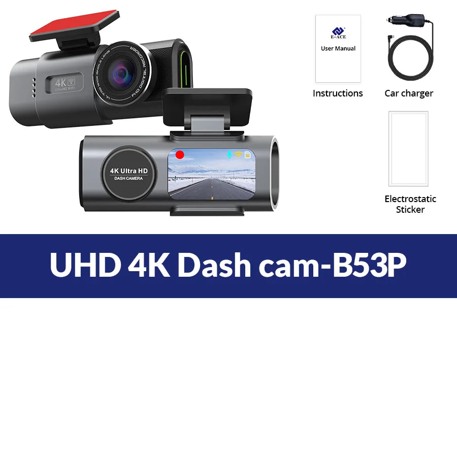 Dash Cam 4K GPS WIFI APP 24H Night Vision Mini Optional Rear Lens Dashcam Car DVR Video Recorder Camera For Car Black Box