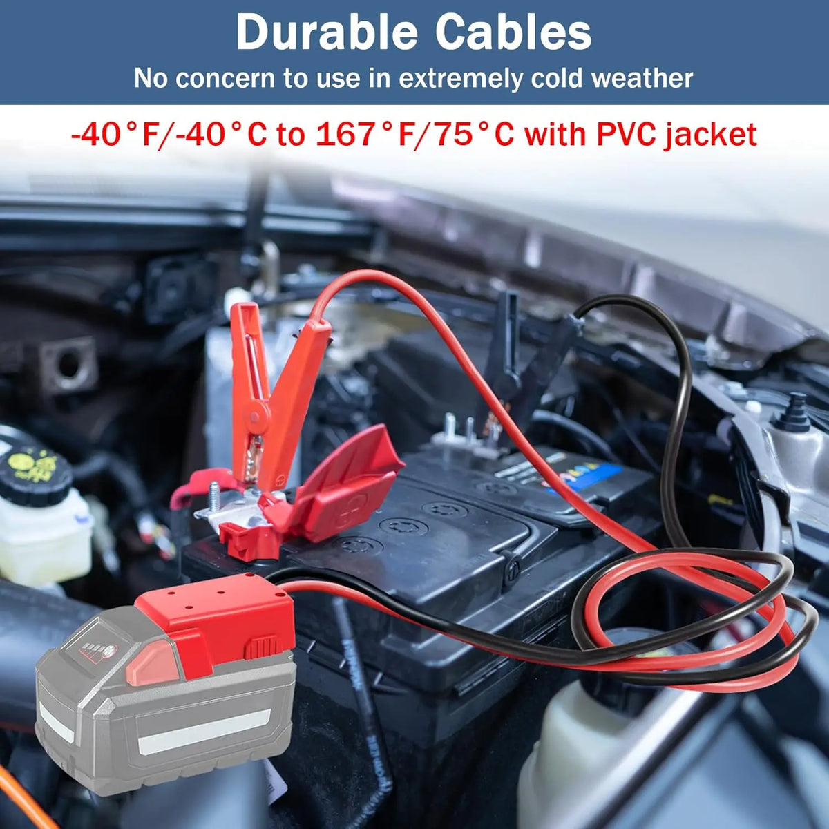 18 V batteriadapter med startkabler, 3.28 ft