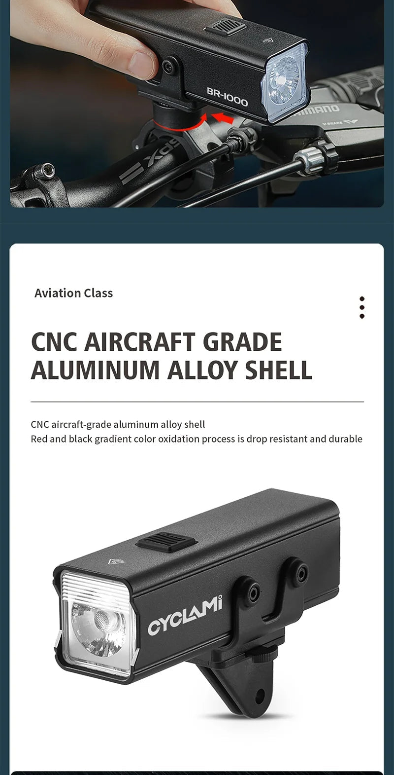 CYCLAMI 1000LM Bike Light Front Lamp Type-C Rechargeable LED 21700 4500mAh Bicycle Light Waterproof Headlight Bike Accessories