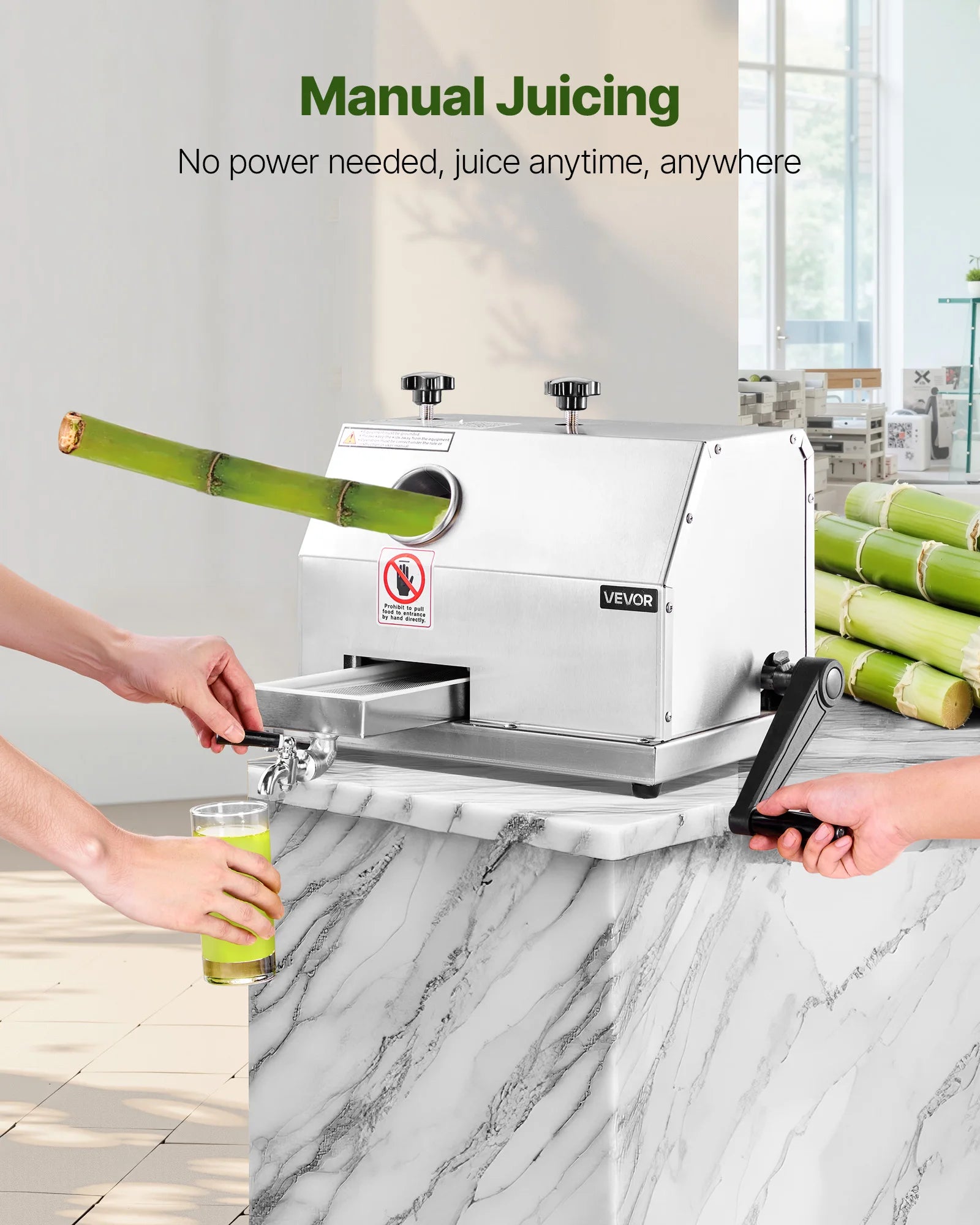 Manual Sugar Cane Juicer with 3 Stainless Steel Rollers