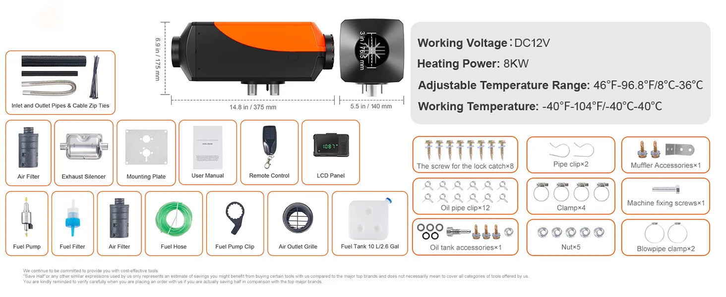 8KW dizelski grijač zraka s Bluetooth upravljanjem putem aplikacije za kamp-kućice i vozila