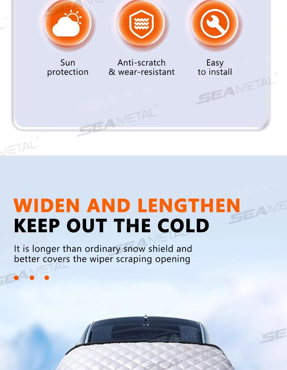 SEAMETAL Magnetic Car Snow Shield Frost Prevention Windshield Cover Car Cover Sunshade Thicken Full-Wrapped Outdoor Snow Cover