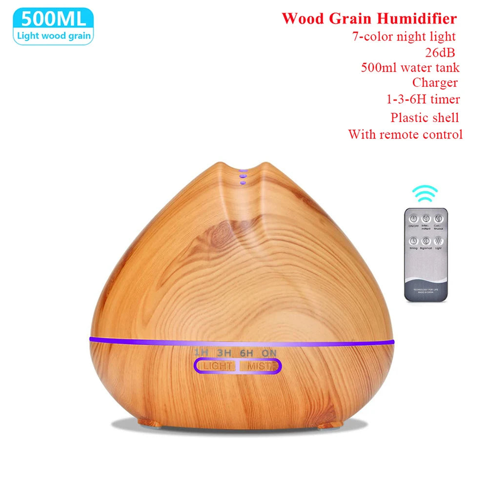 Humidificador ultrassónico e difusor de aromas com controlo remoto