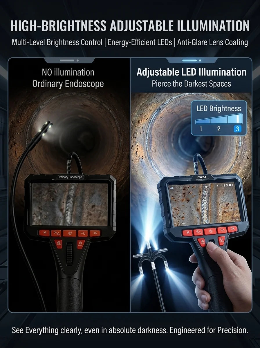 Industrial Endoscope 360° Two-Way Articulating Borescope with 4.5" IPS Screen