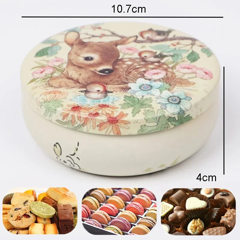 Round Tinplate Storage Tin, 10.7 cm, for Sweets and Tea