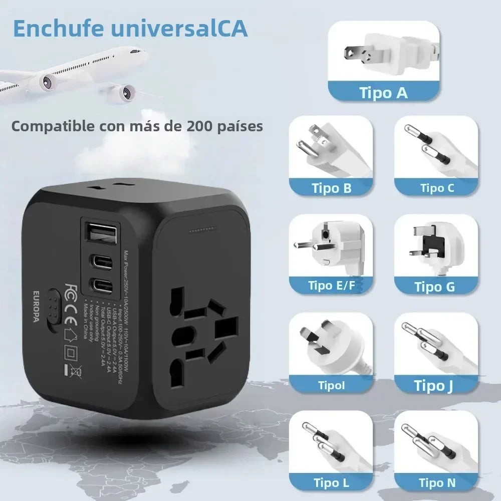 176N Travel Plug Adapter with USB-A and USB-C