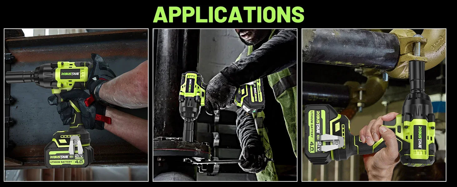 1000N.m Brushless Cordless Impact Wrench with 2 x 4.0Ah Batteries