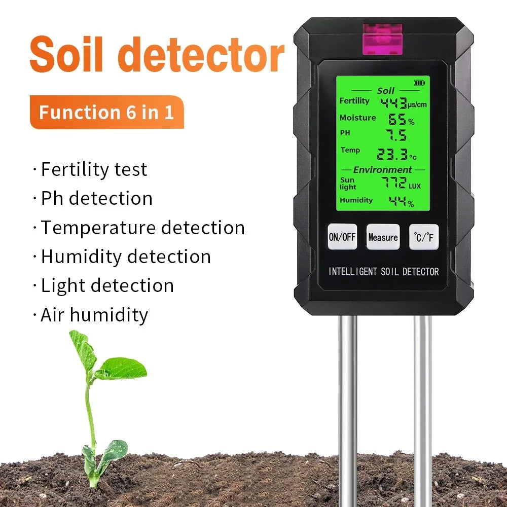 Six-in-One Digital Soil and Environment Meter