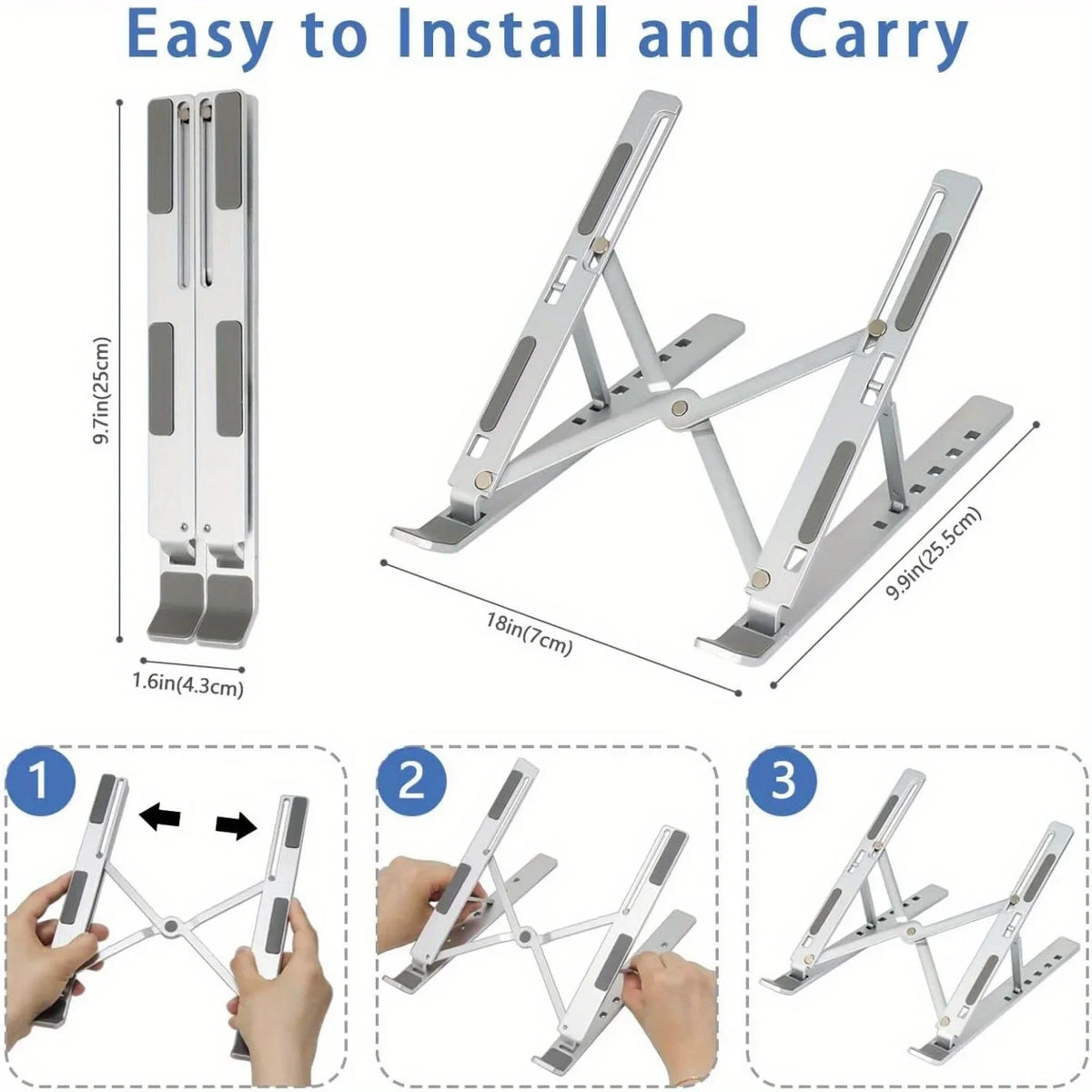Adjustable Aluminum Laptop Stand for 8-16 Inch Laptops
