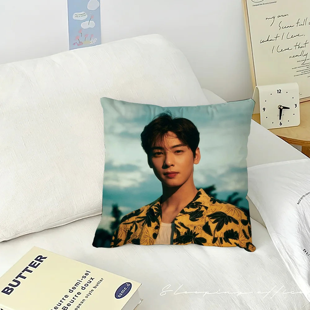 Cha Eun Woo Cushion Cover, Square Printed Pillow Case 30-70 cm
