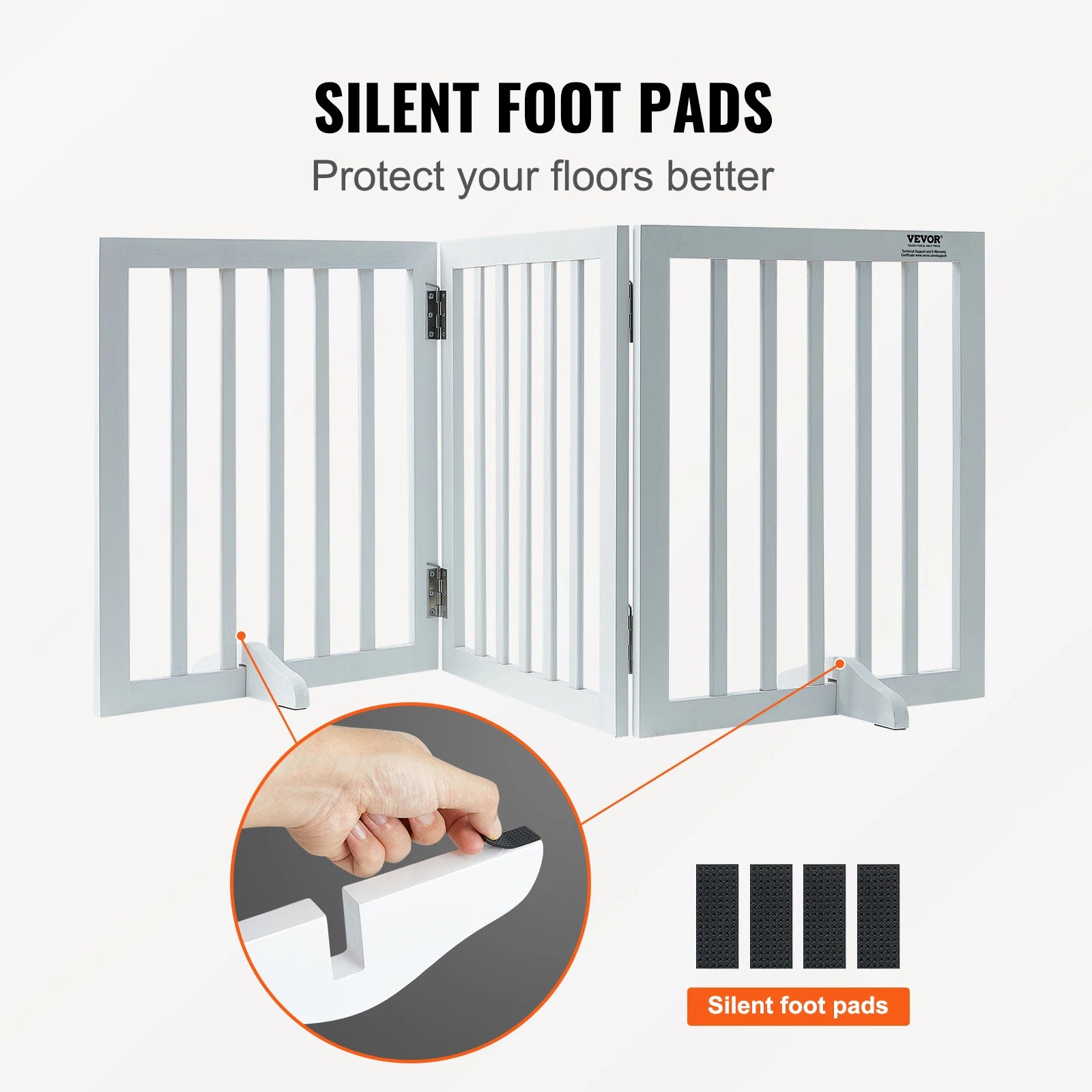 Freestanding Foldable Dog Gate 3 Panel Wood Pet Barrier 60"
