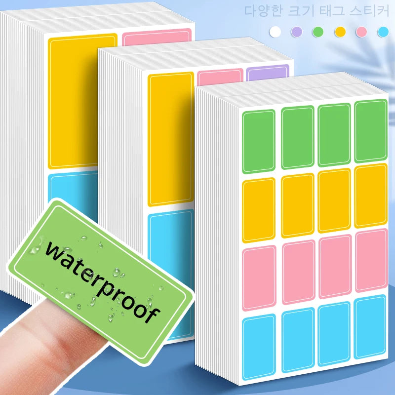 Waterproof Colorful Self Adhesive Assorted Stickers Removable Label Stickers Name Tag Bottle File Document School Supplies