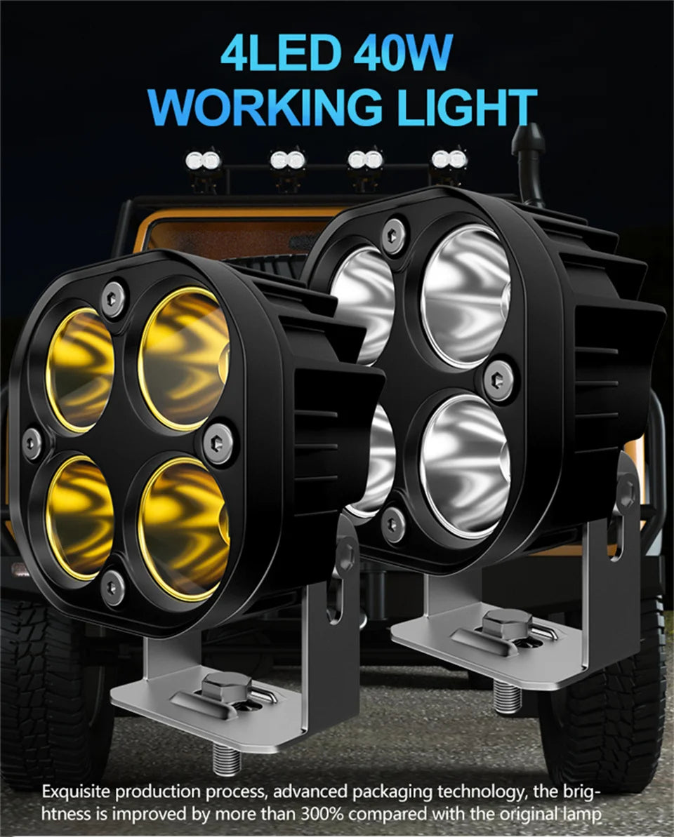 Projetores de Trabalho LED de 3 Polegadas 12V 24V Luzes Pod Faróis para Motociclos Barra LED Flood Luzes de Nevoeiro para Carro Caminhão 4x4 Todo-o-Terreno ATV