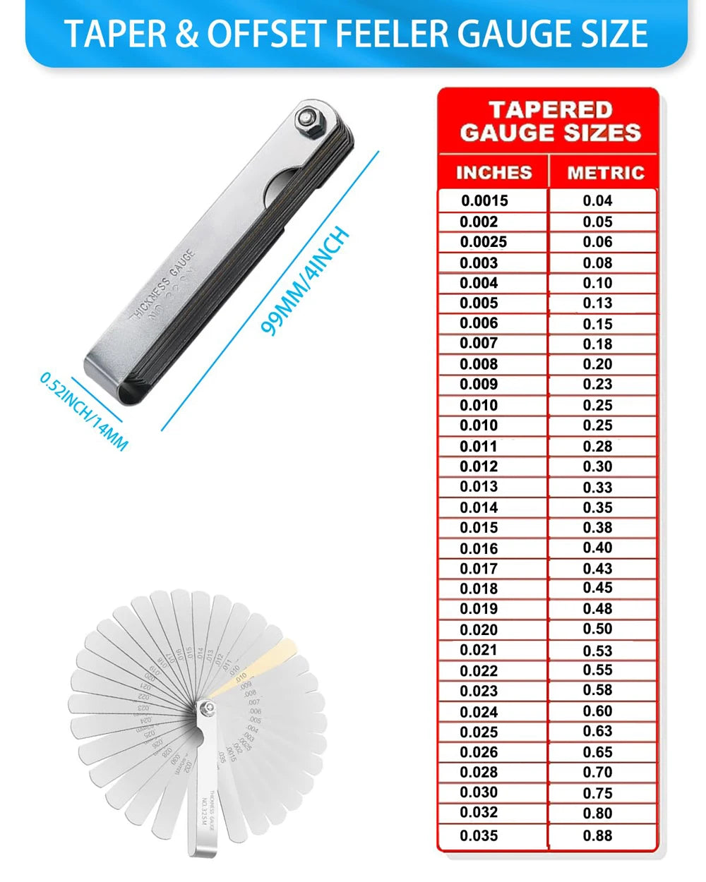 32-Blade Folding Feeler Gauge
