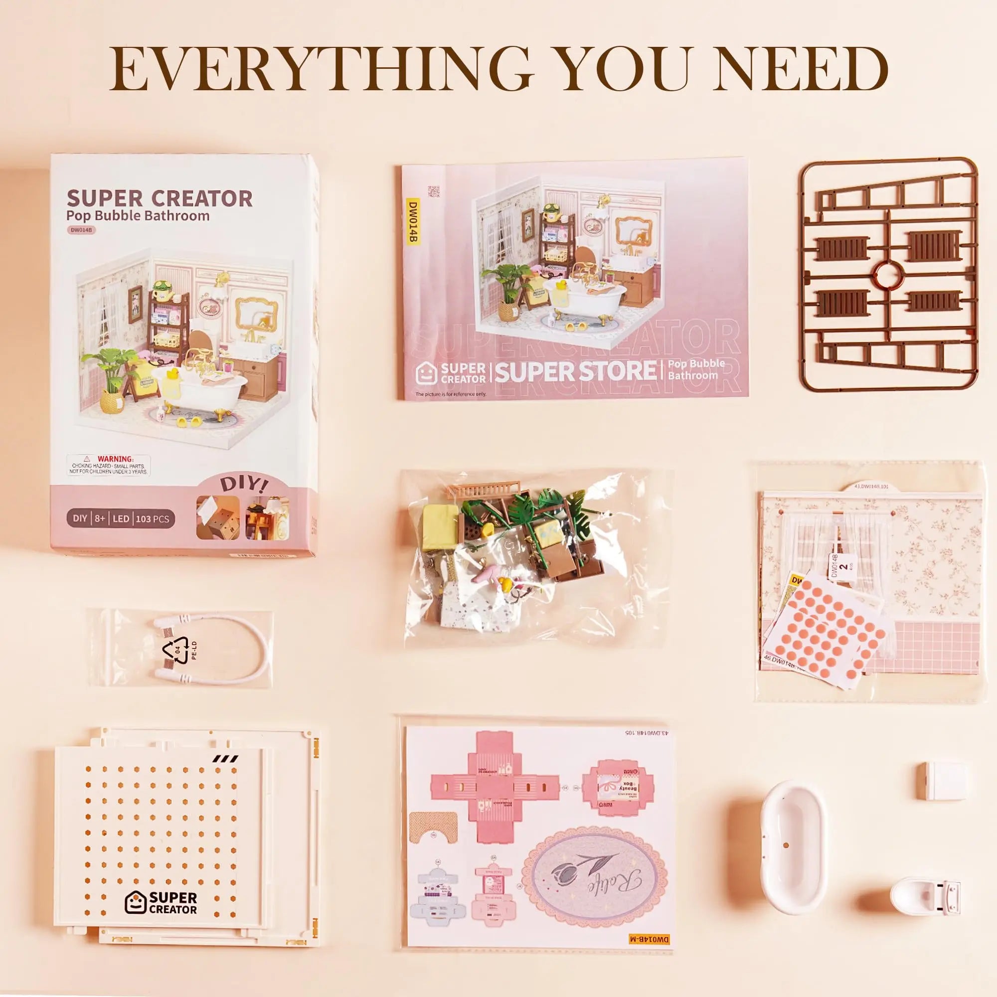 ROBOTIME Kit Miniatură DIY Casă – Set Baie Pop Bubble