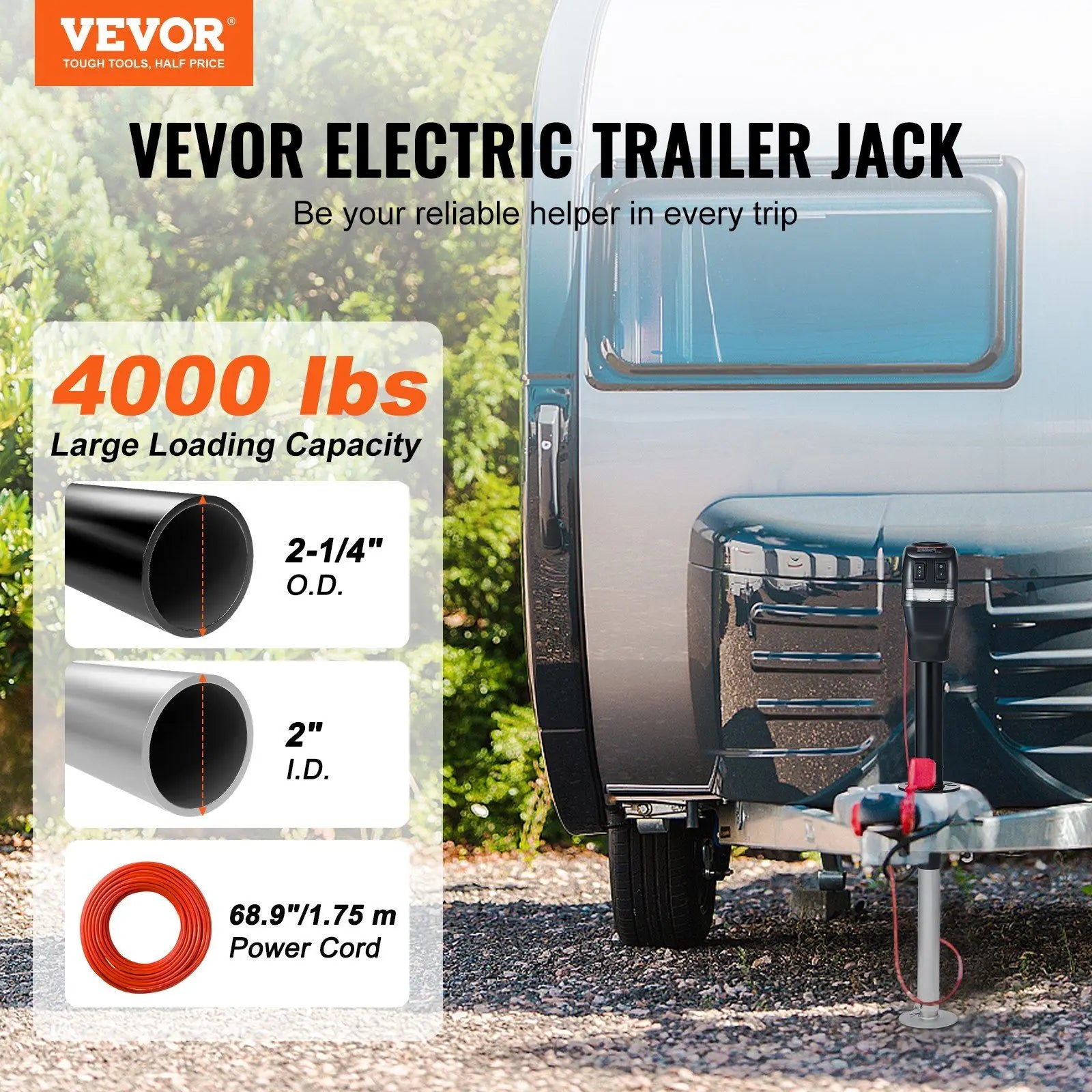 Elektrický zvedák přívěsu 4000LB s LED světlem a vodotěsným krytem