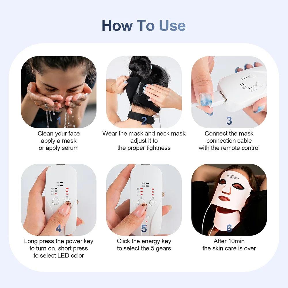 7 Color LED Silicone Face & Neck Mask for Skin Rejuvenation