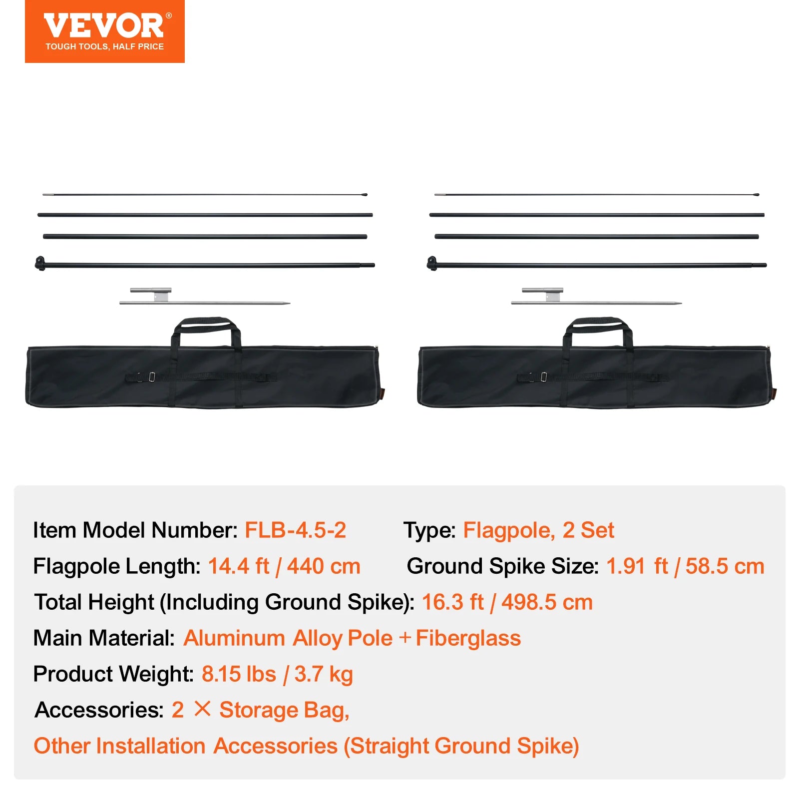 Feather Flag Pole Kit 3-Pack 16.3 ft with Ground Stakes