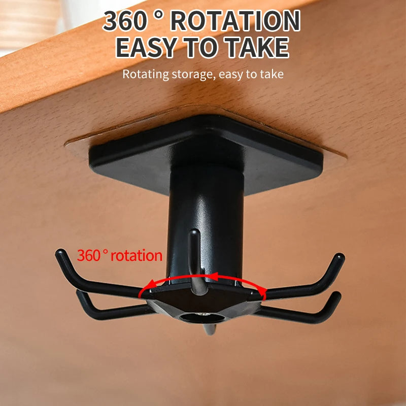Rotating Wall-Mount Kitchen Utensil Hooks