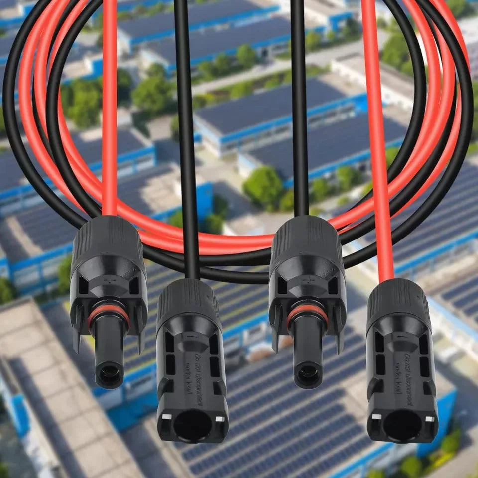 PowMr Black Red 3M 5M 7M 10M 15M 30M Solar Photovoltaic Line 6mm2 10AWG PV Cable with Connectors Solar System PV Extensions Wire