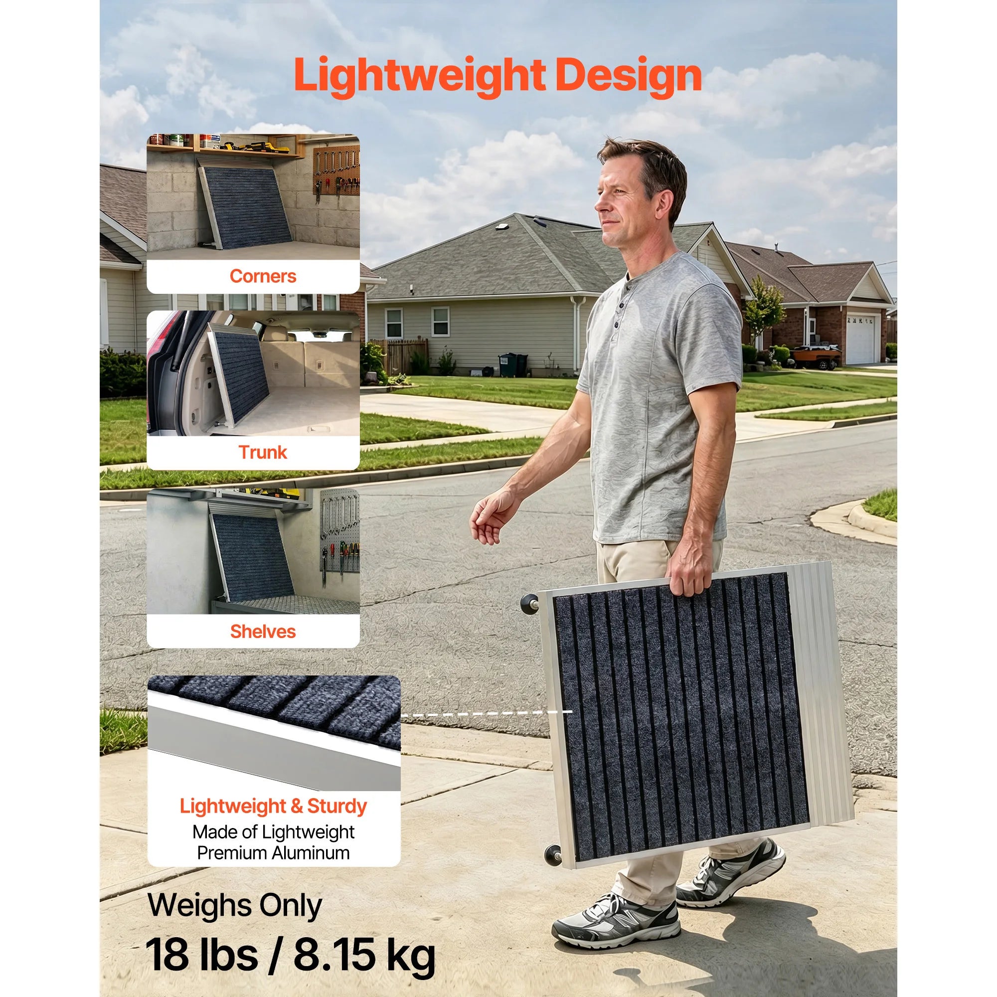 SucceBuy 24x36in / 36x36in Non-Slip Threshold Ramp with Adjustable Height Platform Aluminum Door Threshold Ramps for Doorways