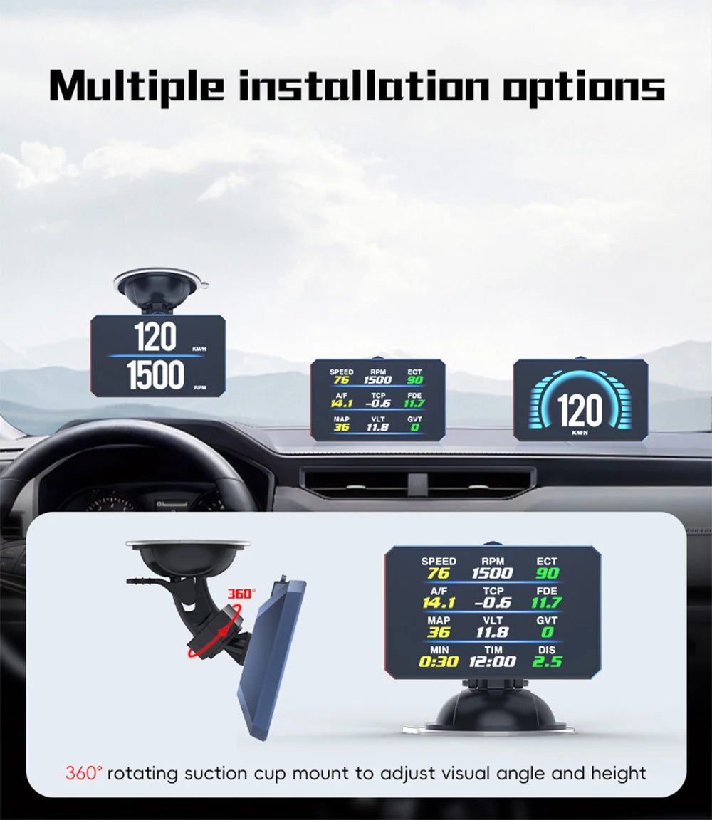 P16 OBDII Digital Vehicle Dashboard Display