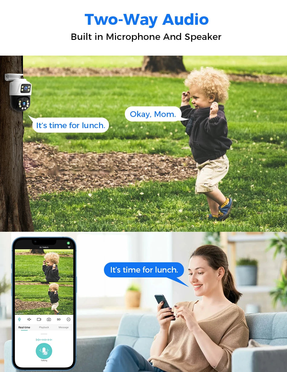 Dual Lens 3MP+3MP POE IP PTZ Security Camera