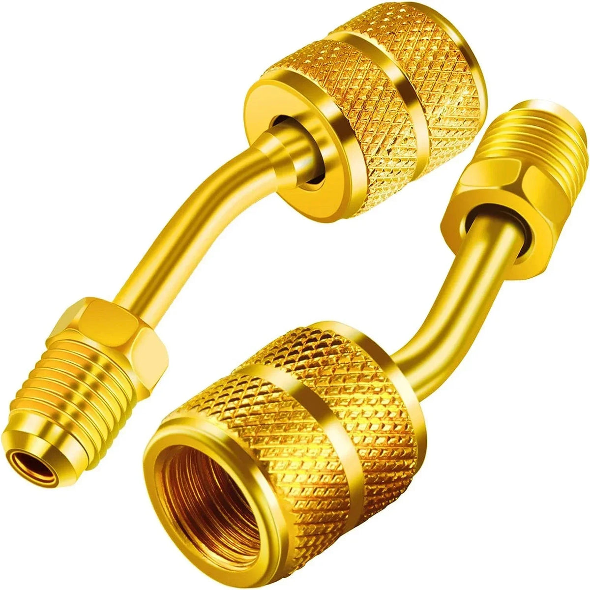 2 x adaptéry R410A pre klimatizáciu HVAC, 5/16" SAE female na 1/4" SAE male flare