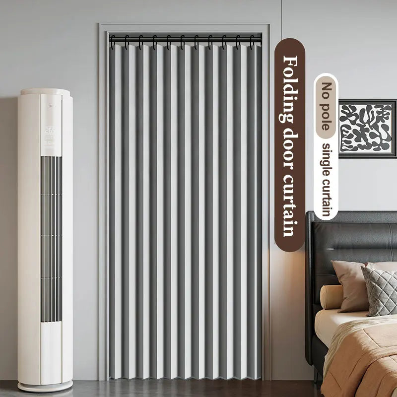 Foldable Door Curtain with Hooks, Privacy and Thermal Insulation