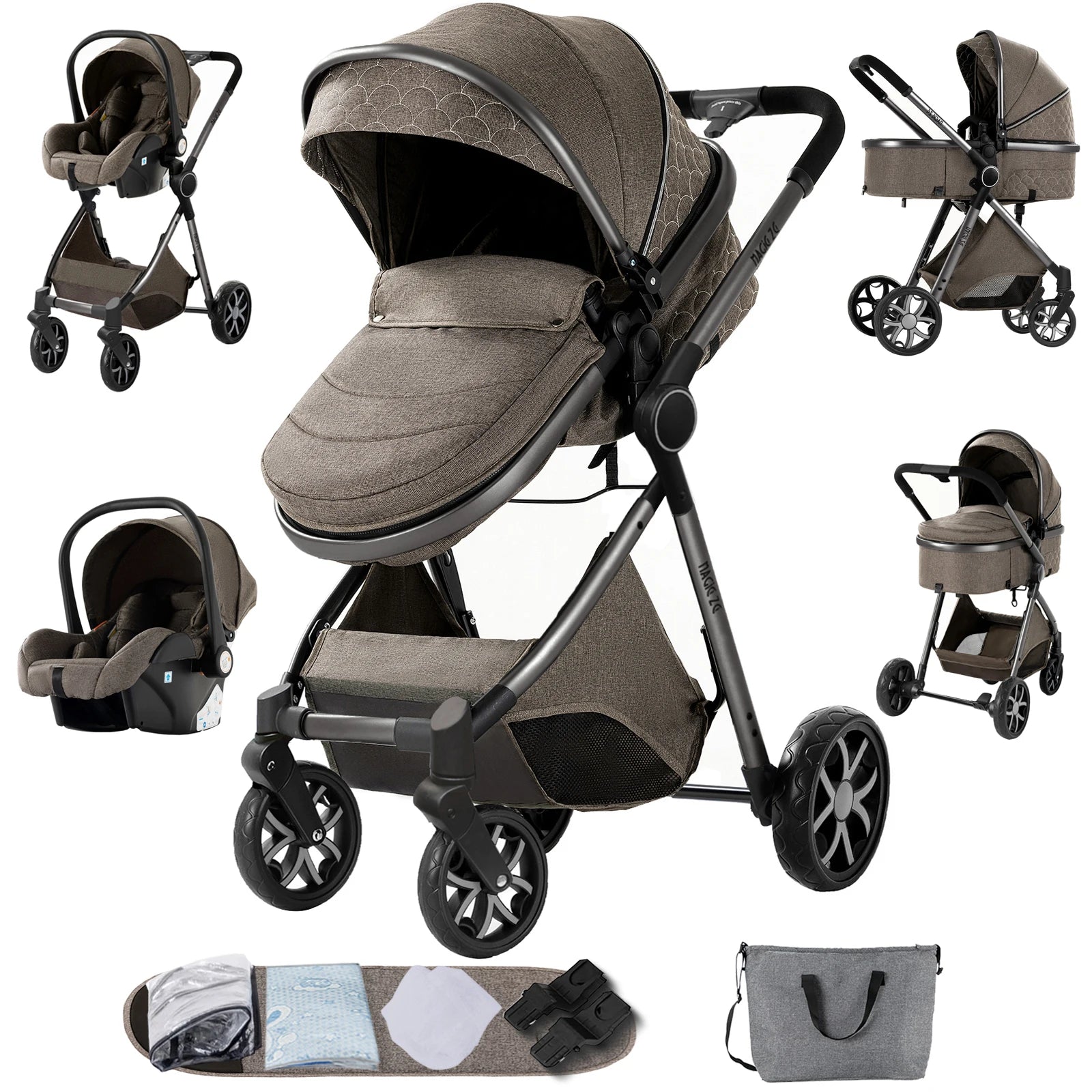 3-in-1 High Landscape Baby Stroller Travel System