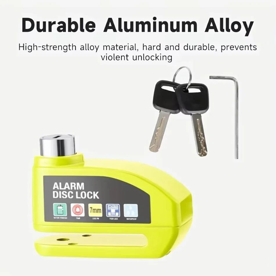 Candado de disco de alarma con línea de recordatorio, motocicleta, scooter, bicicleta, aleación de aluminio, candado de seguridad antirrobo, protección antirrobo, candado de disco con cable de acero