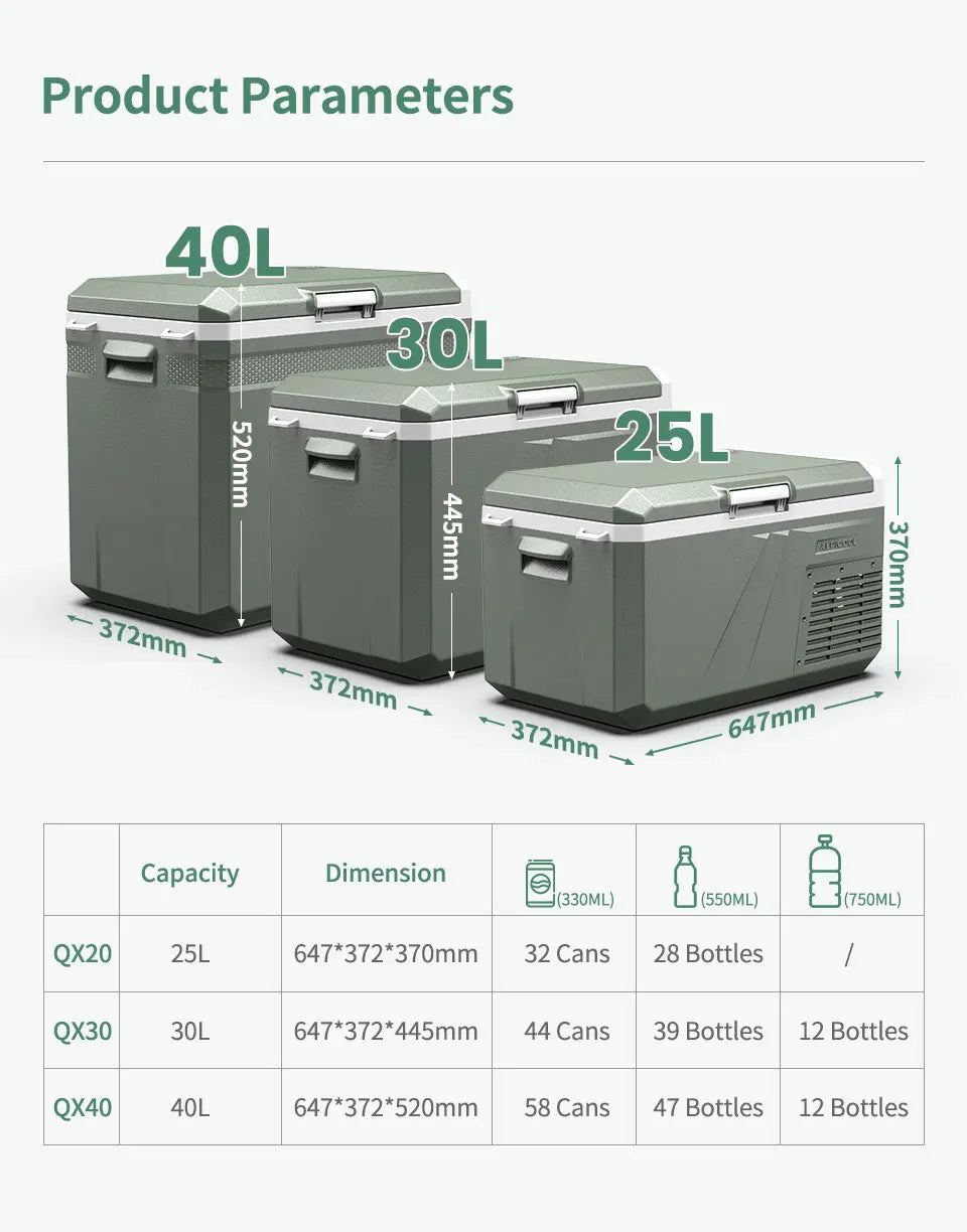 Alpicool QX Portable Car Refrigerator Freezer, 25L/30L/40L