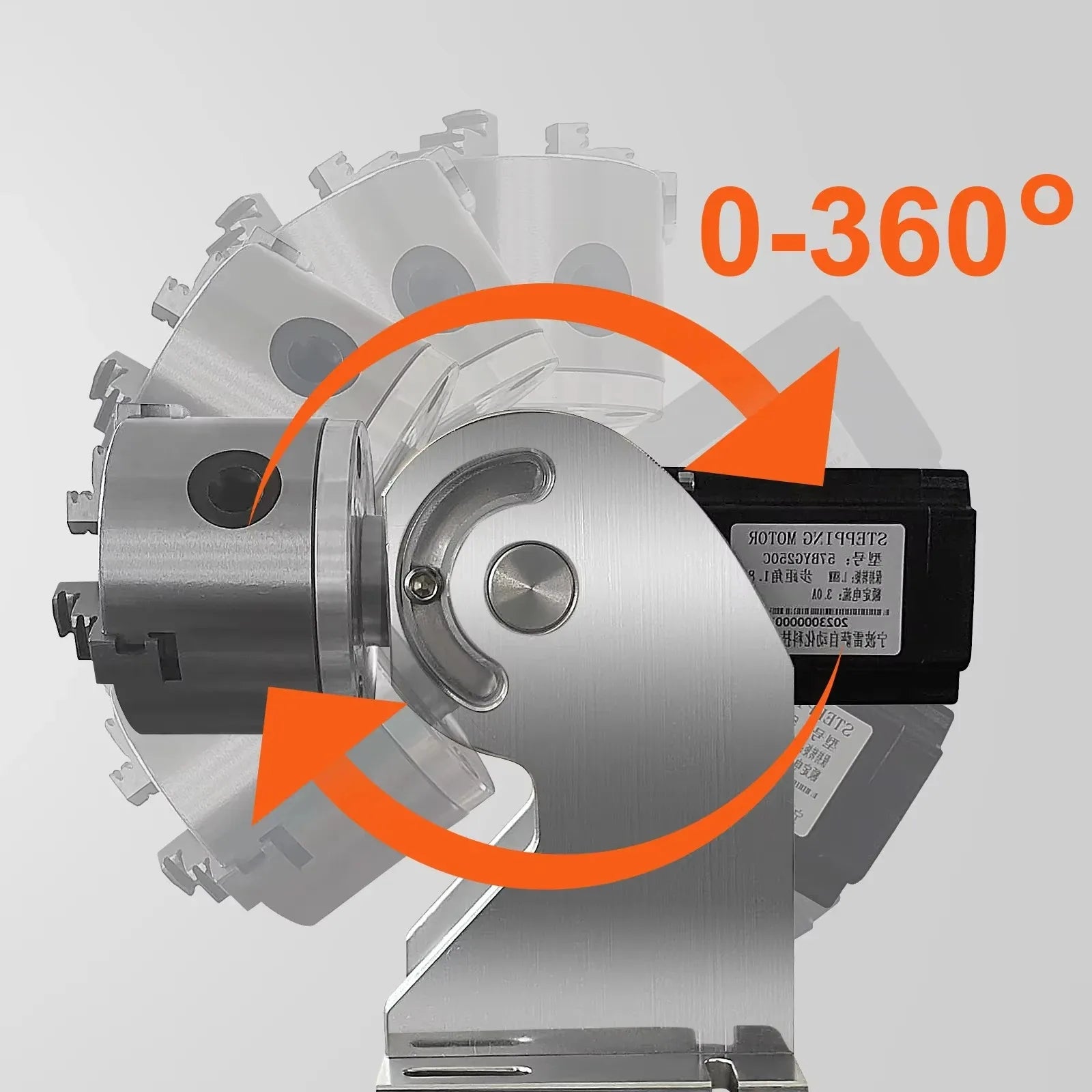 3-Claw Rotary Axis for Fiber Laser Engraving 5–80mm Cylinders