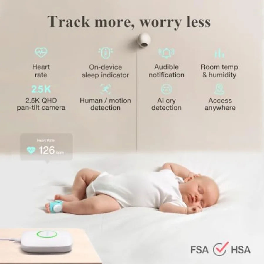 Smart Baby Sock Monitor and 2.5K PTZ Nursery Camera