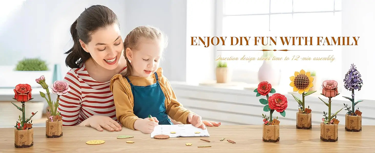 Robotime Kit di Artigianato Bouquet di Fiori Puzzle 3D in Legno