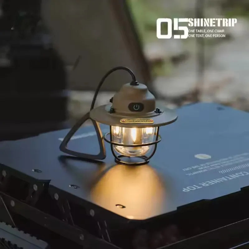 Retro Rechargeable Camping Lantern and Rope Option