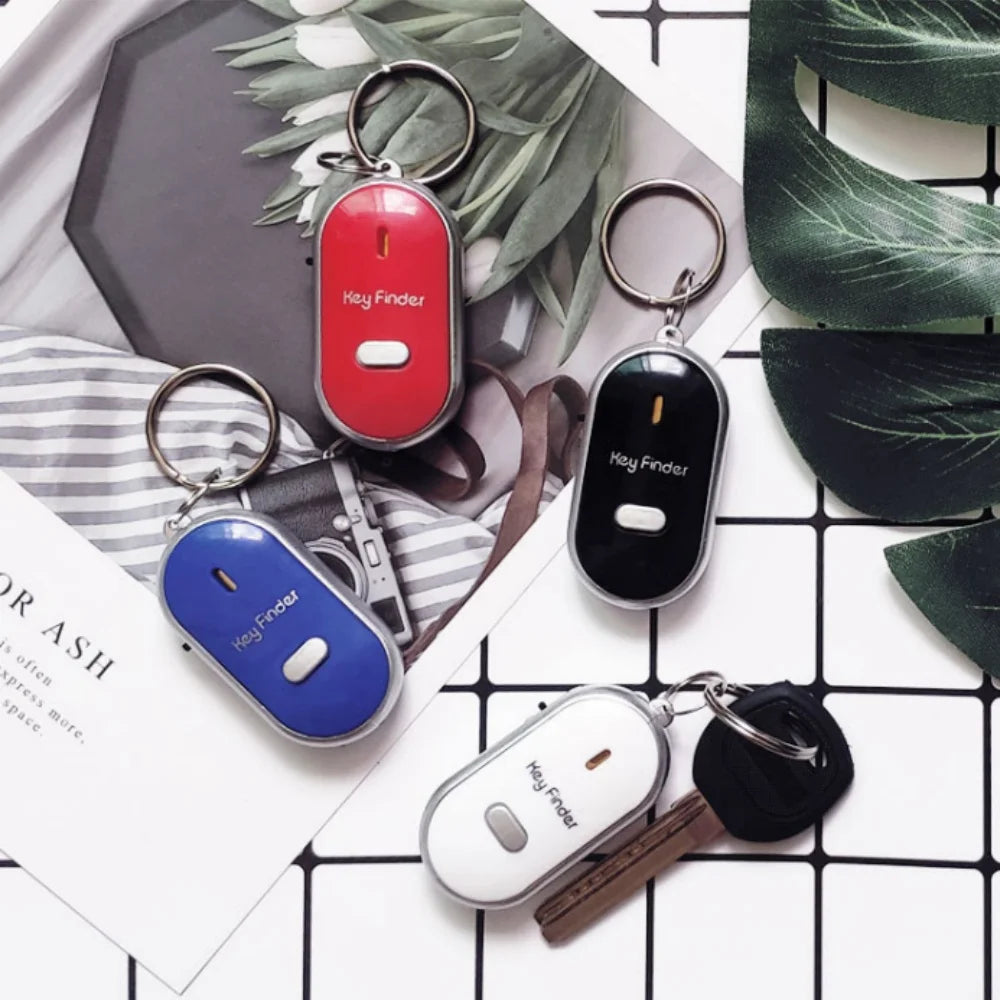 Anti-Lost Key Finder Keychain Flashing Beeping Alarm Key Locator Sound Control Smart Finder With LED Whistle Women's Men's Gift