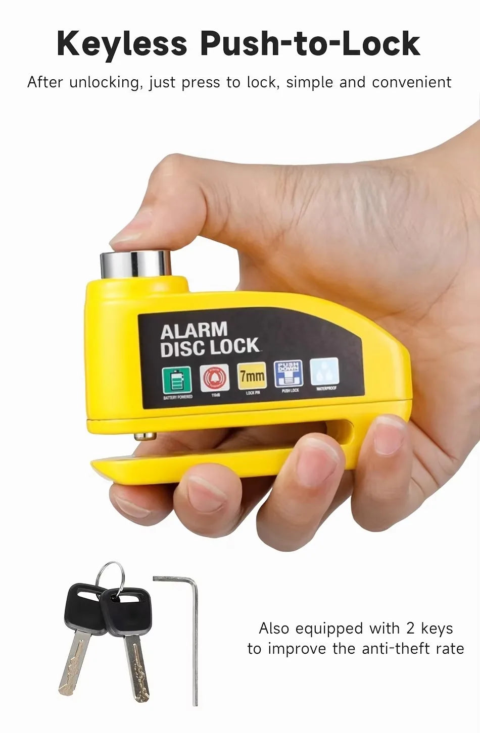 Candado de disco de alarma con línea de recordatorio, motocicleta, scooter, bicicleta, aleación de aluminio, candado de seguridad antirrobo, protección antirrobo, candado de disco con cable de acero