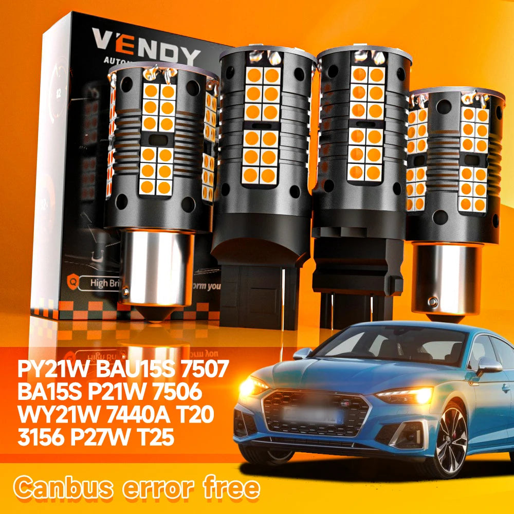 2 Stück PY21W BAU15S 7507 BA15S P21W 7506 WY21W 7440A T20 3156 P27W T25 LED Signallicht Blinker Beleuchtung Canbus Zubehör