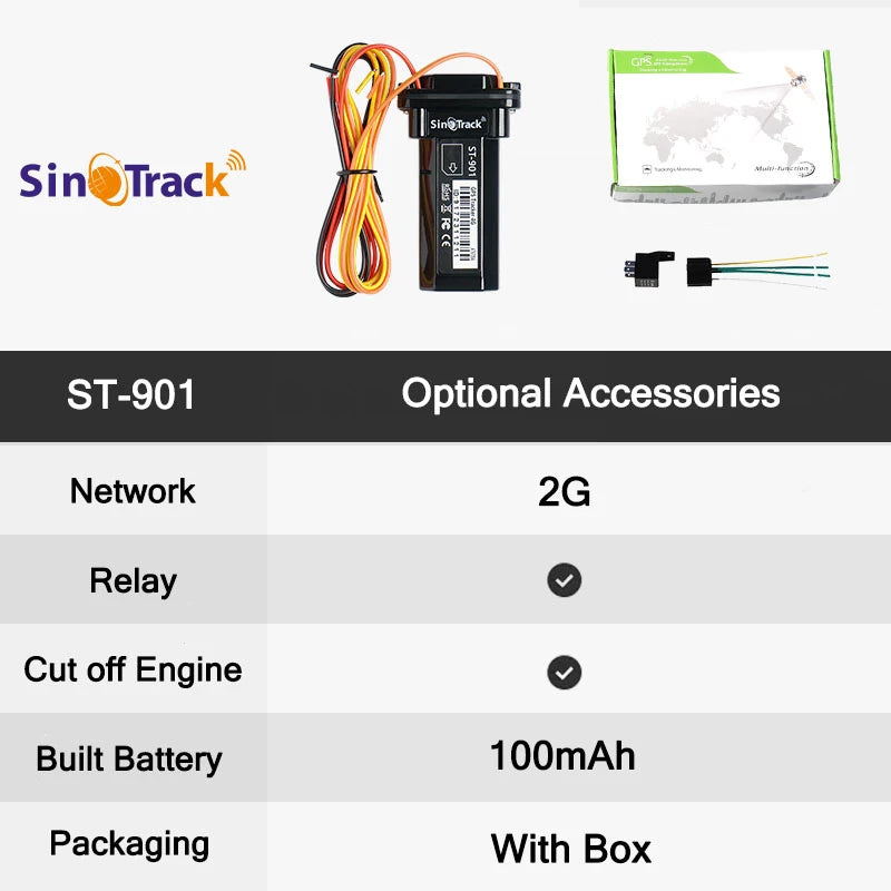 SinoTrack Mini Waterproof Builtin Battery GPS Tracker Device ST-901 901L for Car Motorcycle Vehicle Remote Control Free Web APP