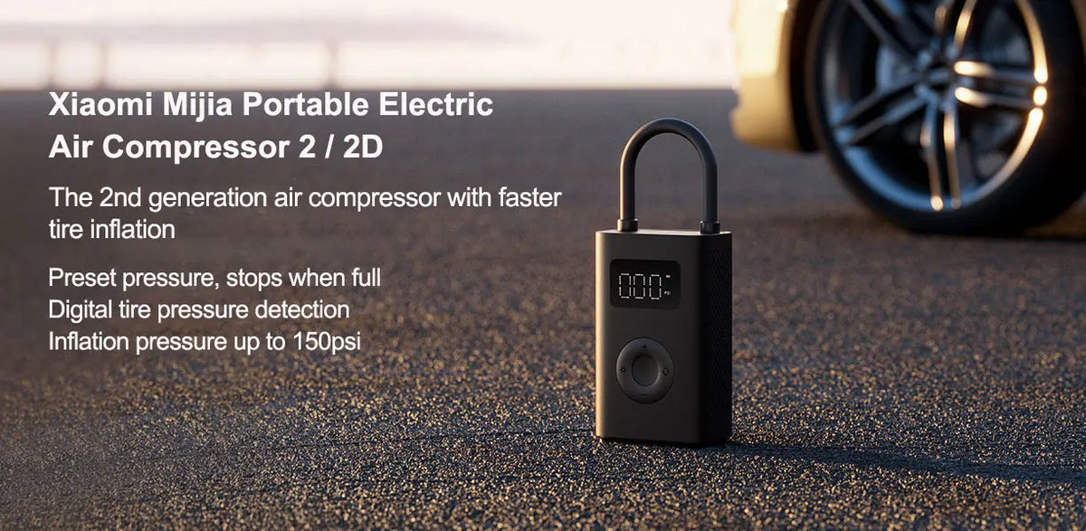 Xiaomi Mijia Portable Air Compressor 2 / 2D / 2PRO, Smart Digital Tire Pressure Detection Inflator, Portable Electric Air Pump