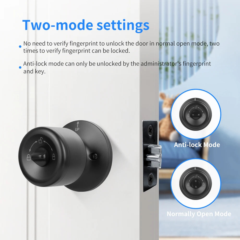 Smart Fingerprint Door Knob Lock with App Control