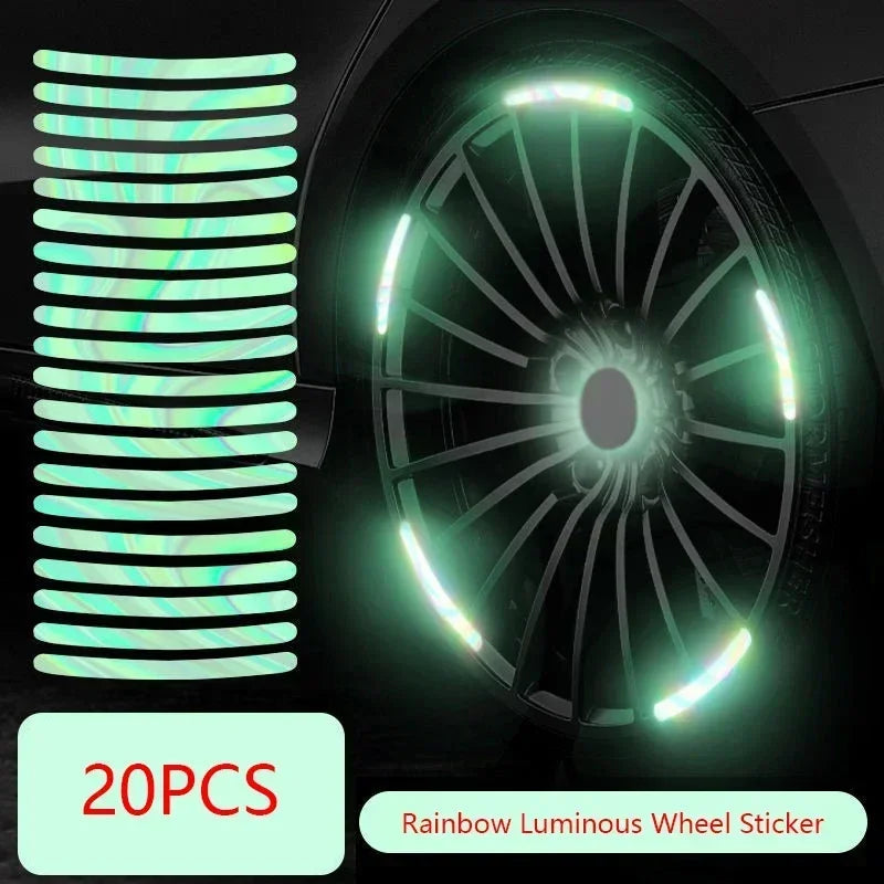 Car Wheel Hub Reflective Stripes Sticker Driving Safety Tire Decor Warning Sticker Warning Reflective Tape Car Accessories