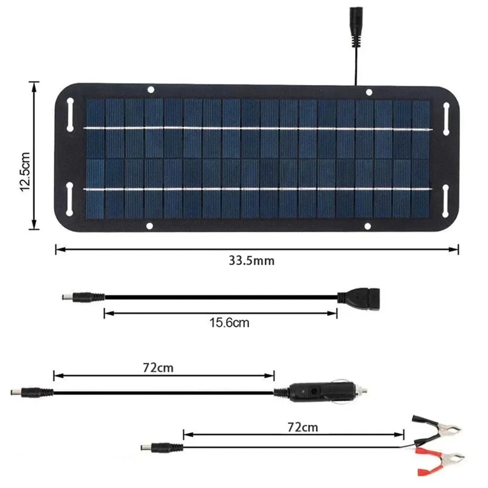 Cargador de panel solar monocristalino para batería, cargador de goteo/auxiliar de 12V, panel solar, controlador solar, cargador para coche, furgoneta, barco, kit