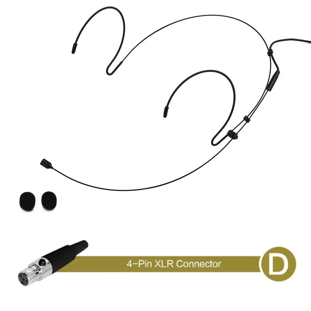 Double Earhook Headset Microphone with 2 Covers, 5 Plugs